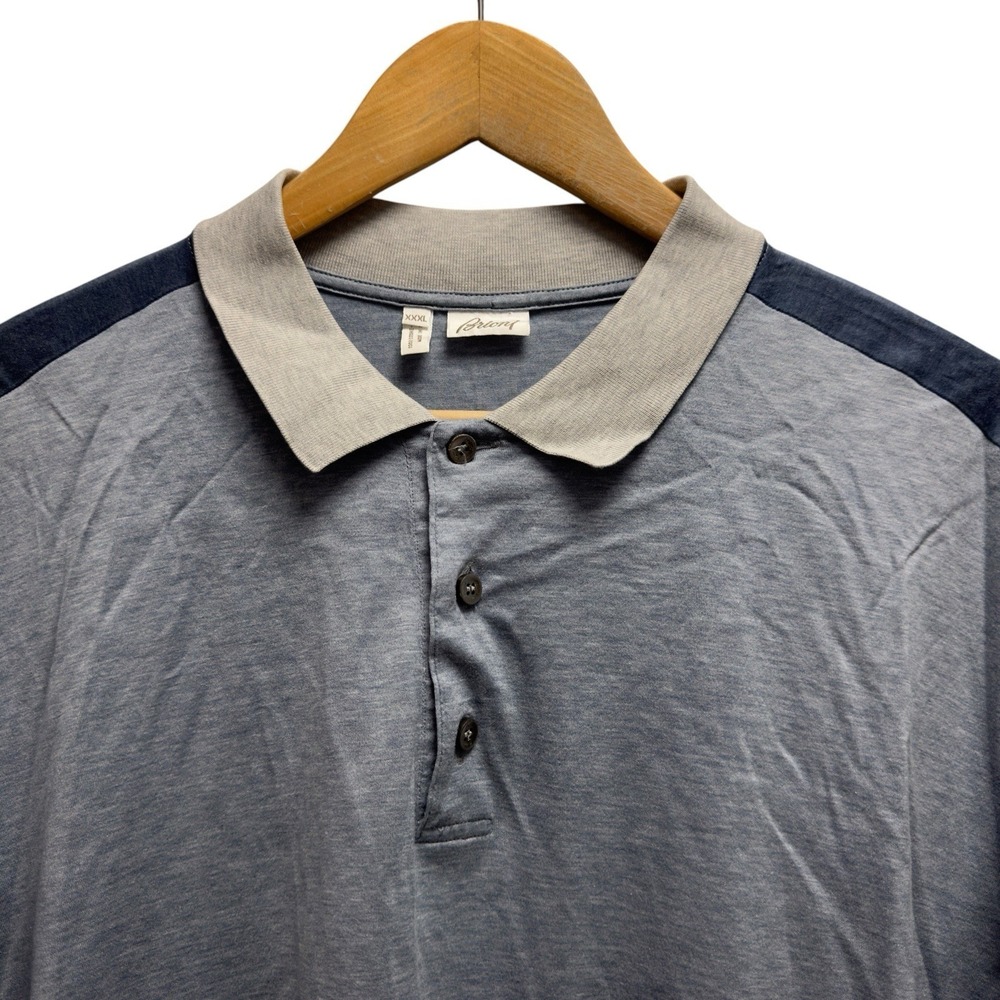 Brioni Men's Size XXXL Blue Colorblock Striped Cotton Knit Polo Shirt Italy euc